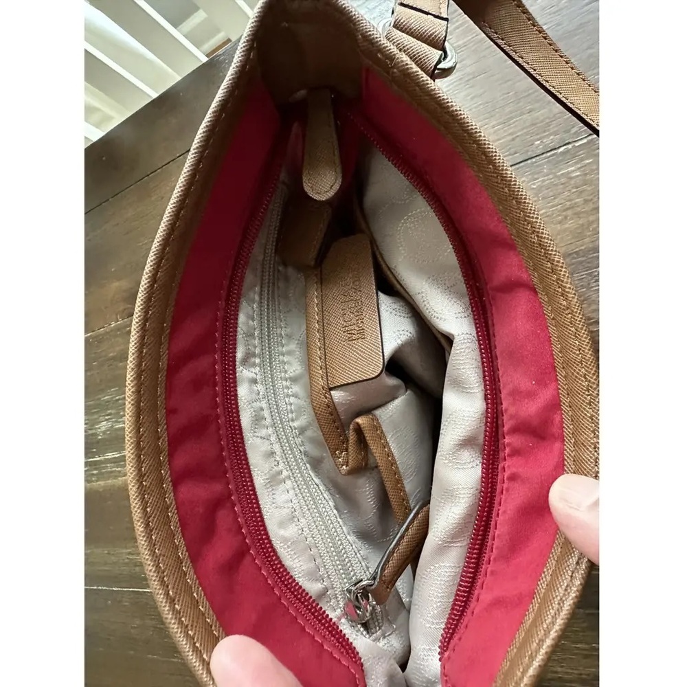 COPY - MICHAEL KORS - Authentic bag Brown Gold Red Nylon Kempton crossbody bag - Picture 2 of 5